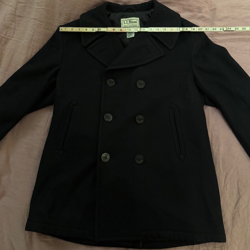 L.L. Bean Italian Wool Navy Blue Double Breasted Peacoat, Men's M - Picture 8 of 11